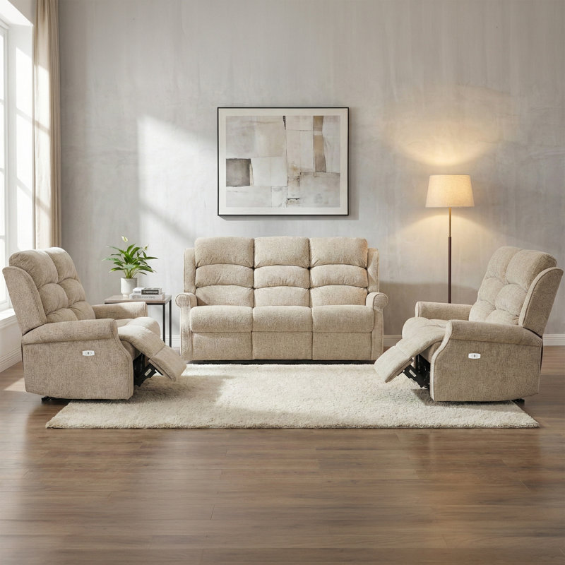 Constantino 2 Seater Electric Reclining Loveseat, Beige