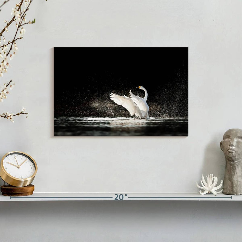 Swan Splashing Water, 8" H x 12" W