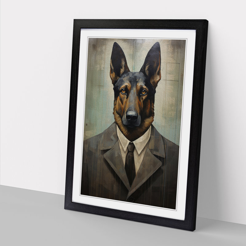 German Shepherd Dadaism - Framed Print, Black Framed, 34cm H x 25cm W