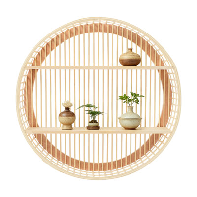 Round Wall Shelf, Bamboo Storage Rack, Round Wall-Mounted Storage Rack