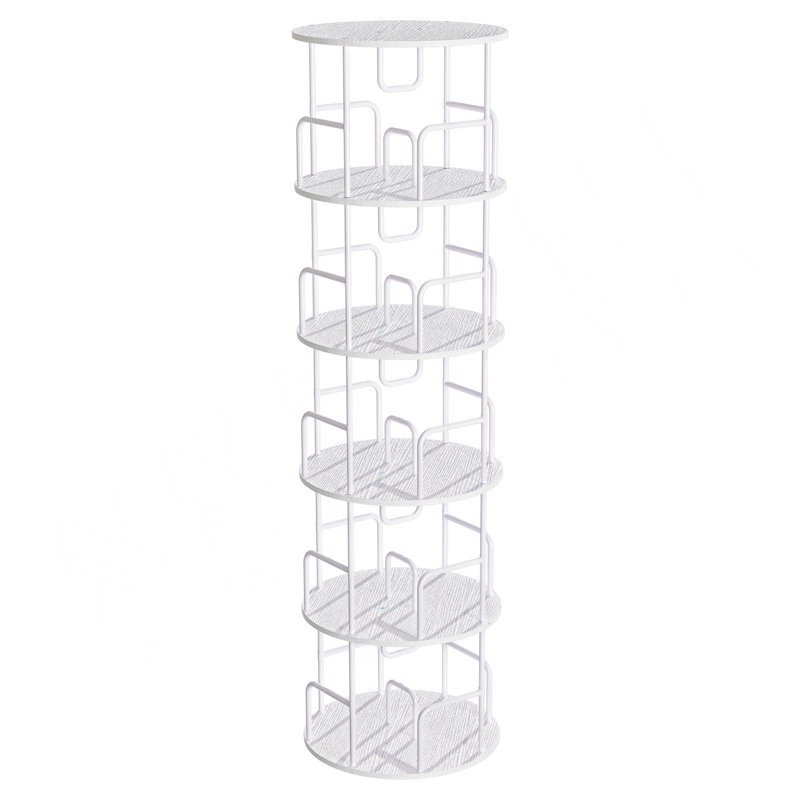 Rotating Bookshelf Tower 5 Tier,Spinning Bookcase, Revolving 360 Book Shelf Narrow Tall Bookcase, Vertical Turning Round Storage Bookshelf ,Book Shelf Organizer For Bedroom, Living Room, White