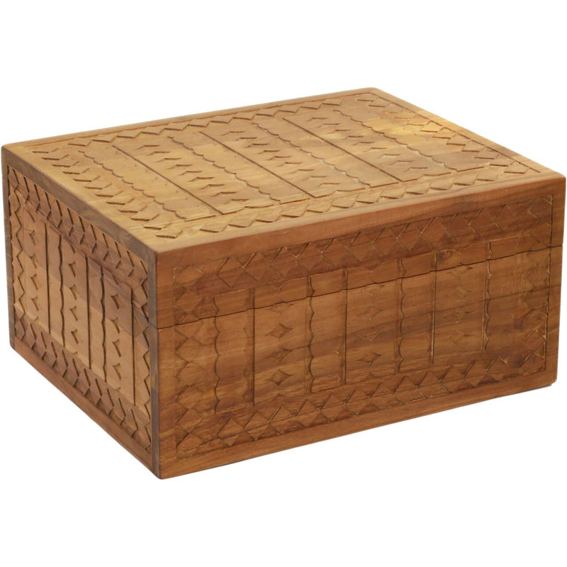 Grande boîte de rangement en teck sculpté Manada ™