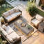 Table de foyer d'extérieur au propane 48 "de 50 000 Btu avec des motifs de cerfs Milu évidés et une lumière dorée