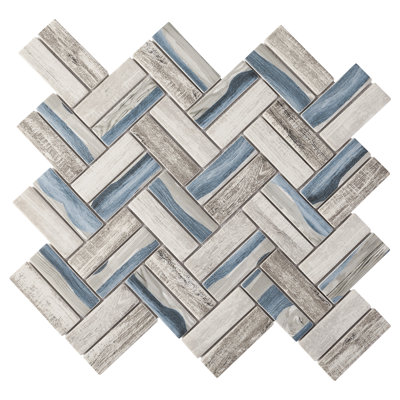 Ecoglassify 11.11 in. x 12.52 in. Herringbone Matte Glass Mosaic Tile