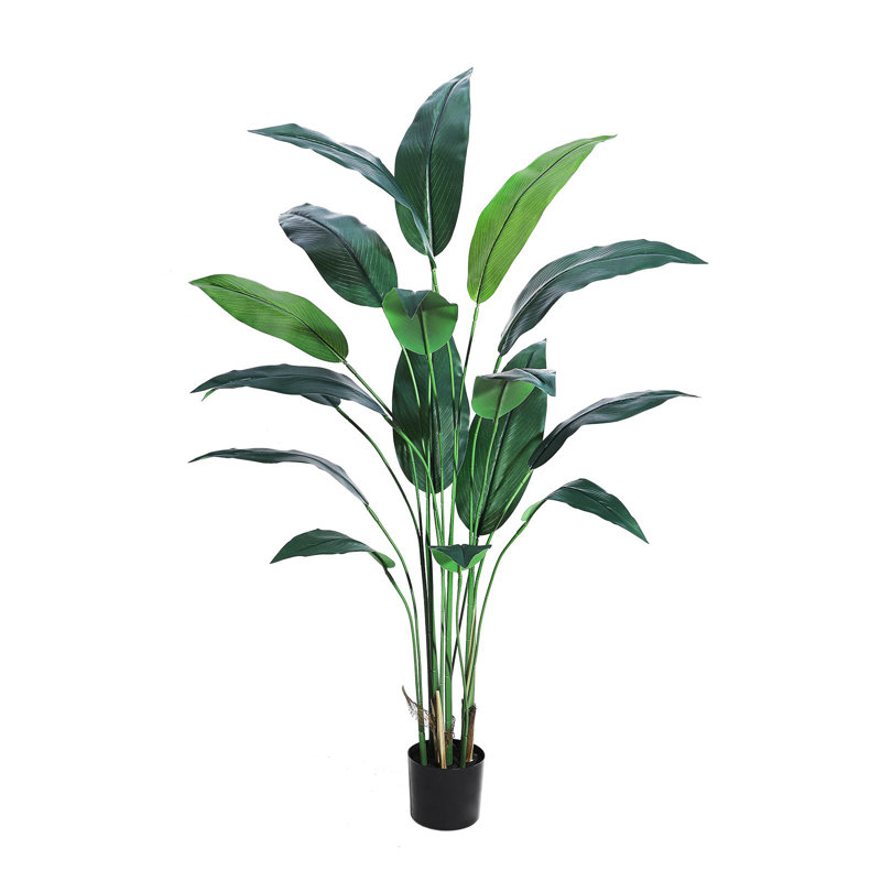 Artificial Bird Of Paradise Plant 6FT(72In) Fake Palm Tree With 17 Trunks Faux Leaves