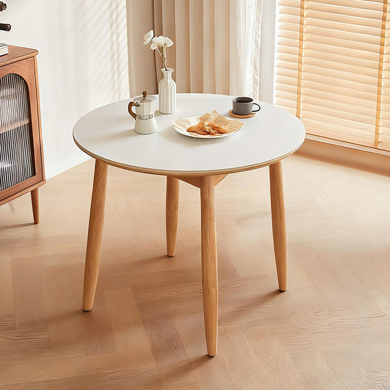 White&Burlywood Rectangular Solid Wood Dining table