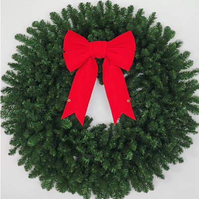Couronne de Noël 48 po avec grand nœud rouge