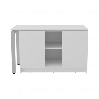 Elfrida Desk, Two Open Storage Shelves, Contemporary Space-Saving Design for Home Office or Study Area, White
