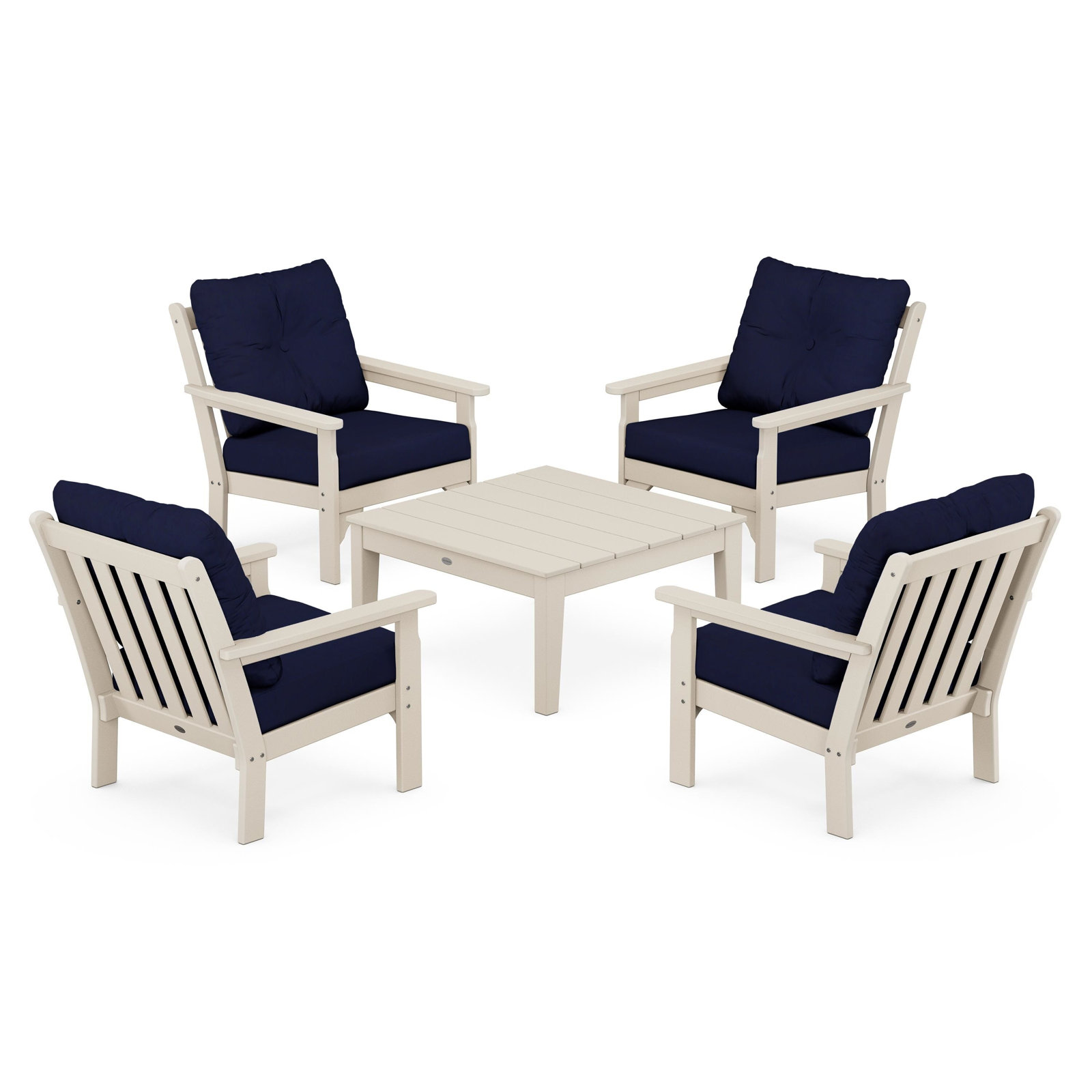 POLYWOOD® Vineyard 4-Person Patio Seating Group, Ash Charcoal, Sand
