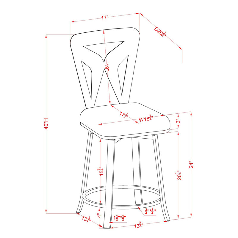 Ollis Swivel Bar & Counter Stool, Black, Counter Stool (24” Seat Height)