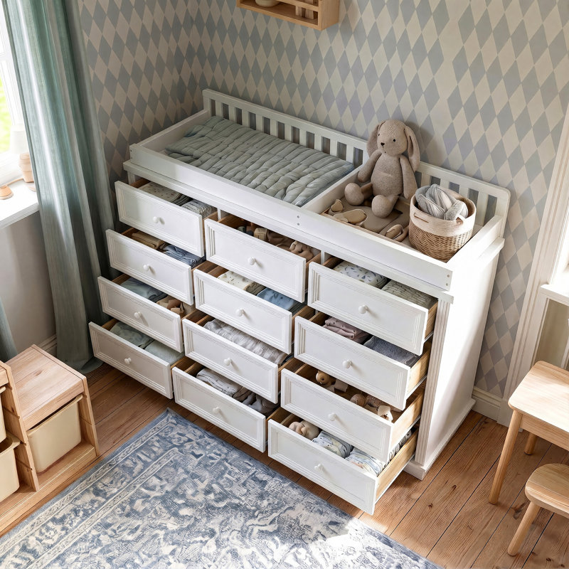 Commode à langer blanche à 12 tiroirs 59,9 po l 12,5 po