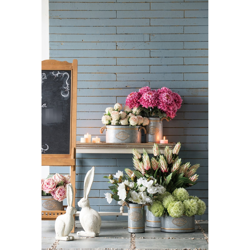 Pot décoratif en métal 3 pièces avec poignées en corde et décorateur doré, conception esthétique campagnarde, dimensionnement progressif pour le rangement, élément décoratif de 4,2 lb de trois pots, arrangement multicolore gris, espace