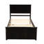 Lit plateforme avec rangement, 2 tiroirs avec roulettes, structure simple, espresso