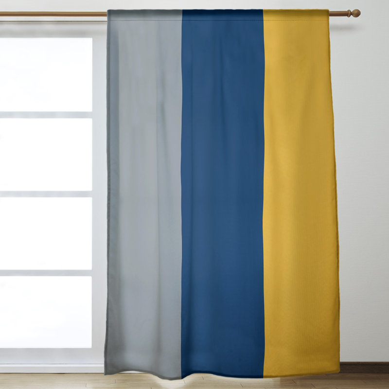 Room Darkening Curtain Single Panel, National Hockey Silver/Navy Blue/Gold