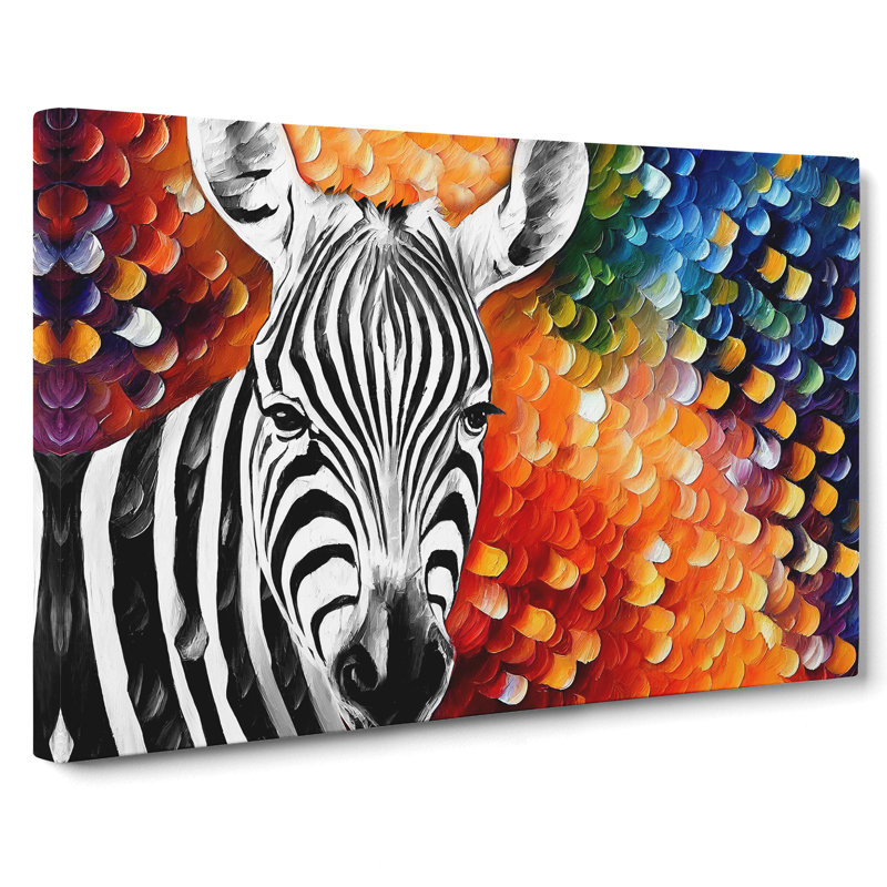Zebra Art Painting Abstract - Wrapped Canvas, 35cm H x 50cm W