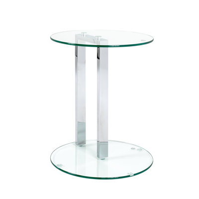 Holly Glass Top Pedestal End Table