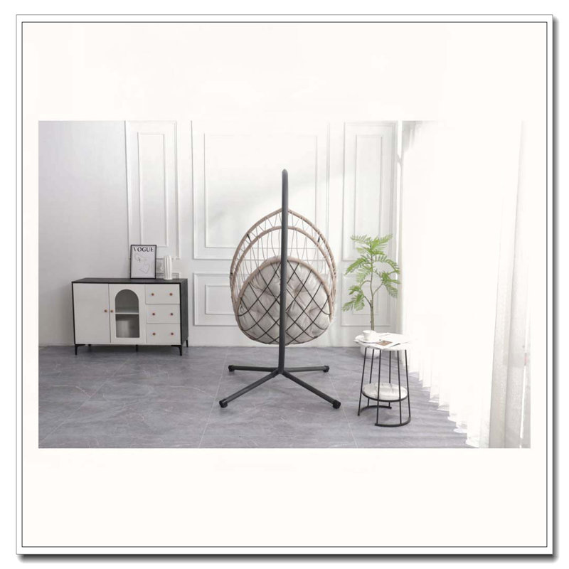 Balancelle en osier de patio avec support, Gris clair