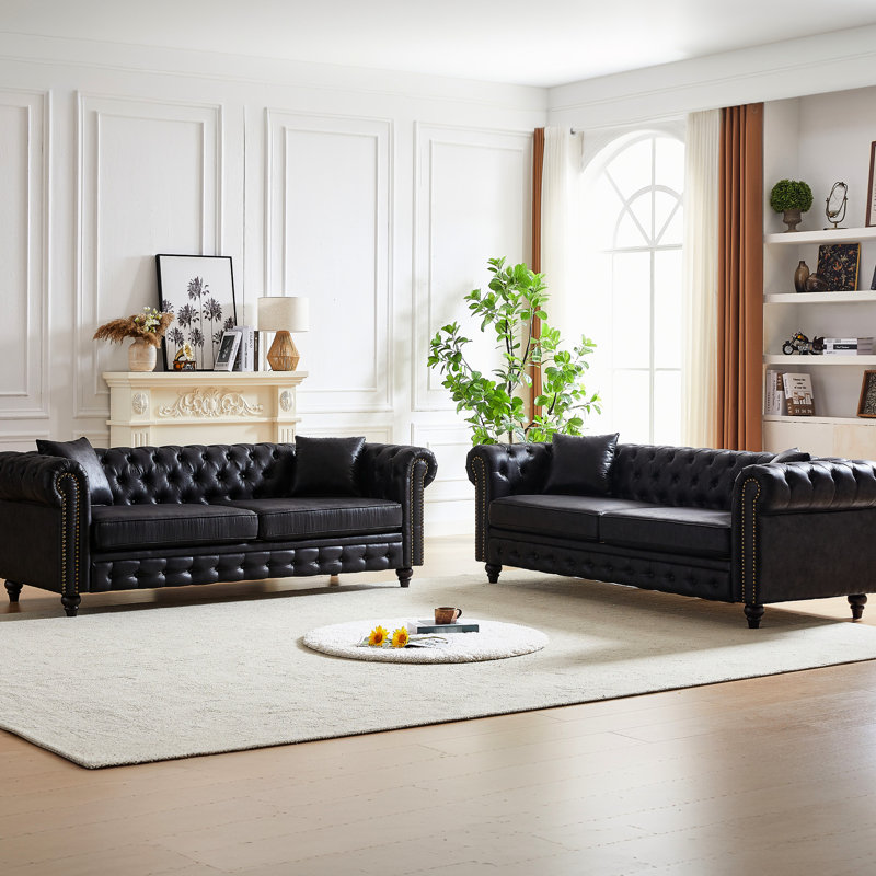Tissu en chenille avec 6 sièges, structure en bois massif et pieds en métal doré pour la détente 6, Black