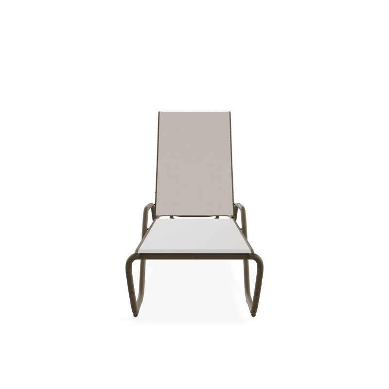 Outdoor Rust-Resistant Metal Chaise Lounge, Textured Beachwood, Natural