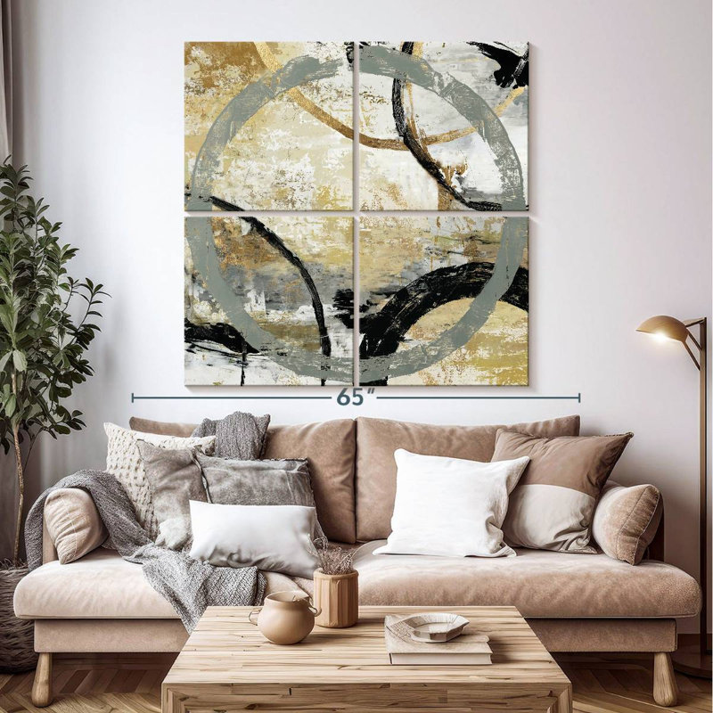 Gold And Black Rings, 50" H x 50" W
