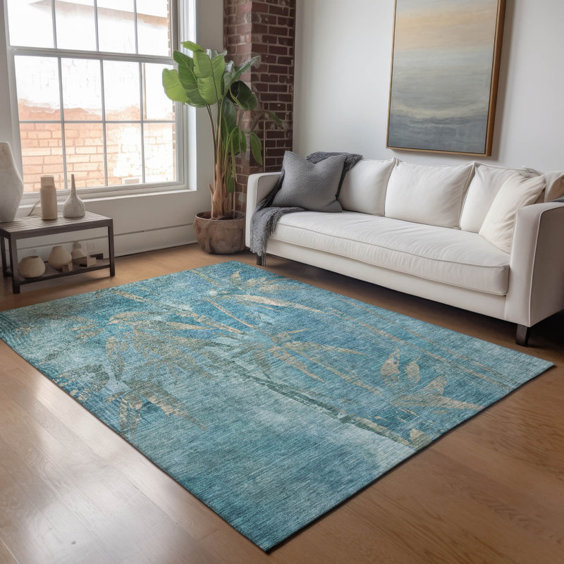 Machine Washable Indoor/Outdoor Bernadette ACN2222 Botanical Rug, Rectangle 8' x 10'