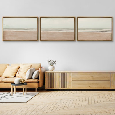 «Serenity Coastal Beach Tranquil Ocean Minimalist Illustration», 3 pièces