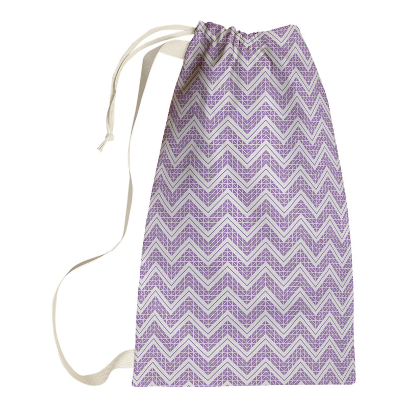 Stephenie Fabric Laundry Bag with Handles, 36" H x 28" W x 1.5" D, Violet/White
