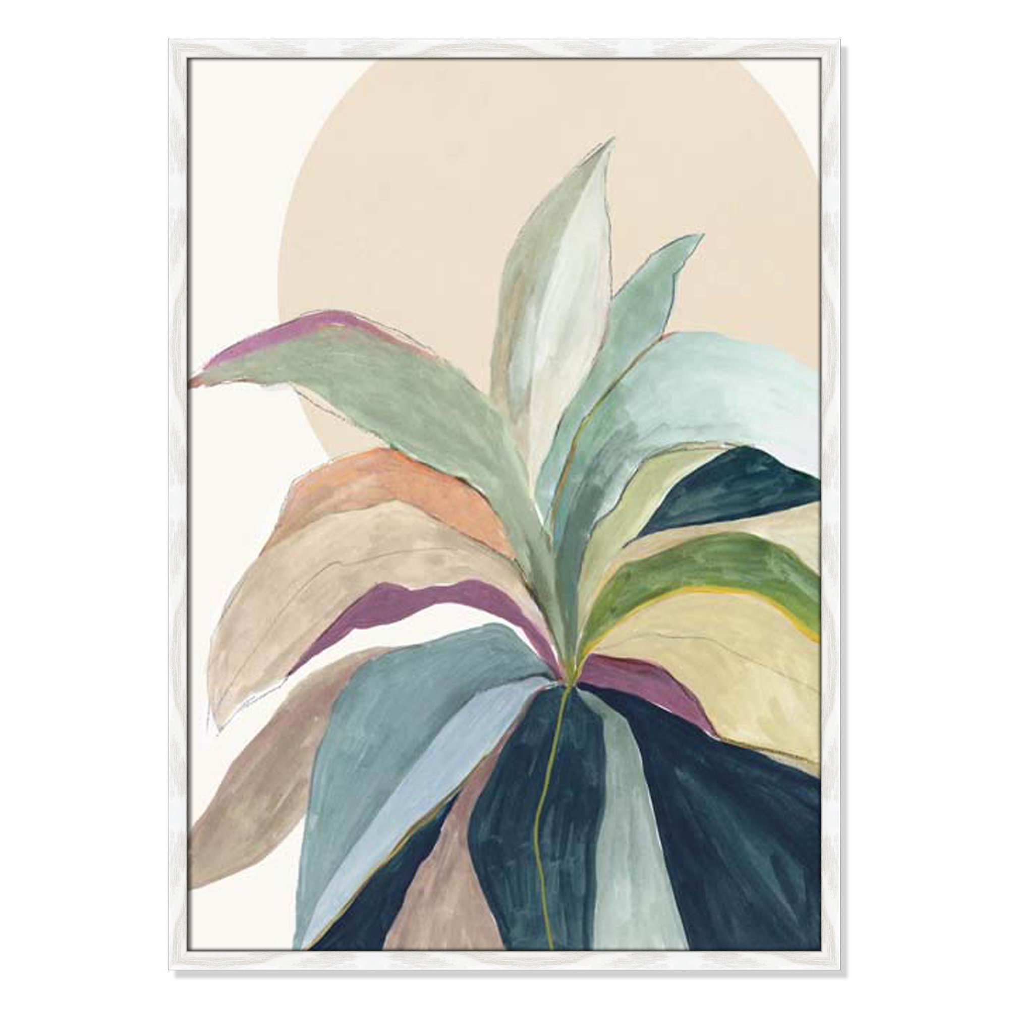Sunny Bright Leaves II by Asia Jensen, White Slim Unmatted Picture Framed, 35.5" H x 25.5" W x 0.75" D