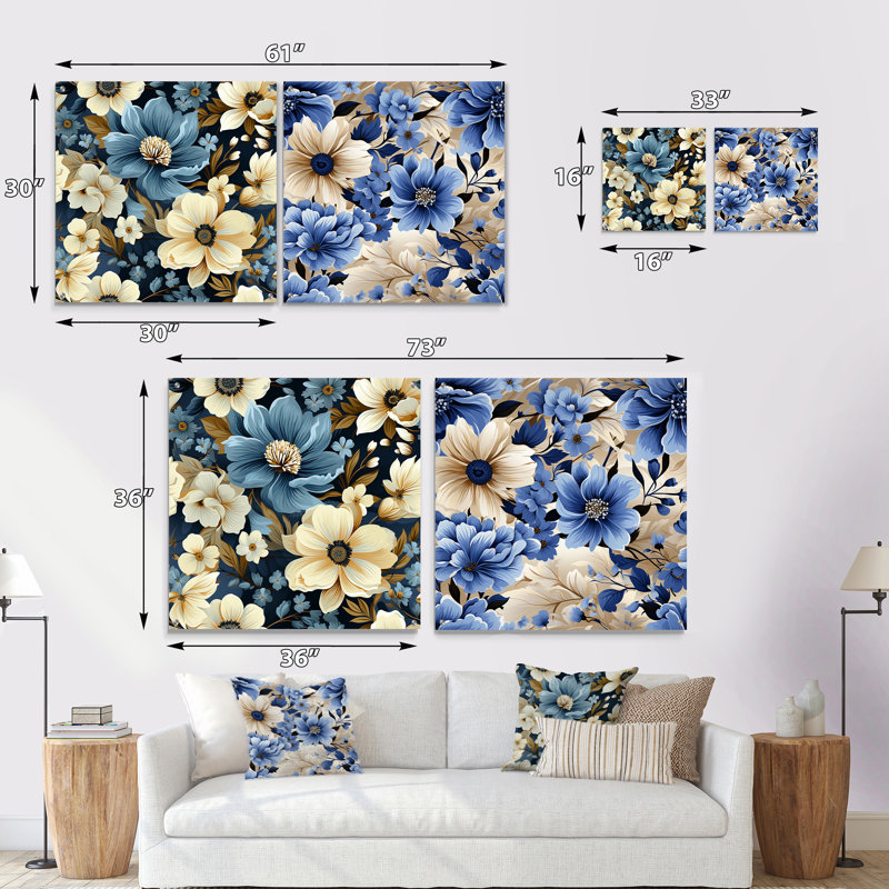 «Blue Coastal Dreams», ensemble de 2 art mural en verre acrylique, H 16 po x l 33 po
