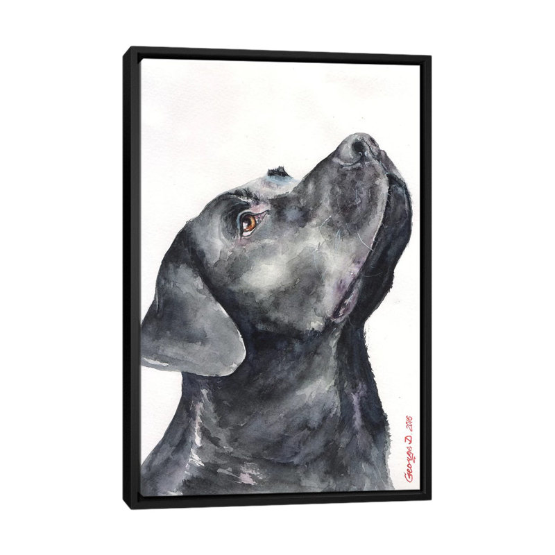 " Black Labrador " by George Dyachenko, 26" H x 18" W x 1.5" D, Black Framed Canvas, No Mat