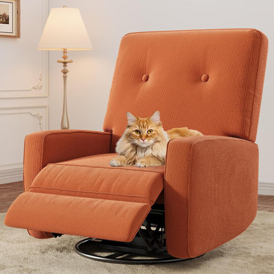 Fauteuil inclinable à 360 ° avec dossier et repose-pieds réglables, orange