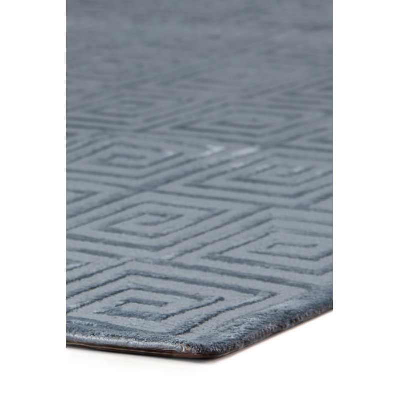 Greek Key Geometric Area Rug in Blue, Rectangle 10' x 14', Blue