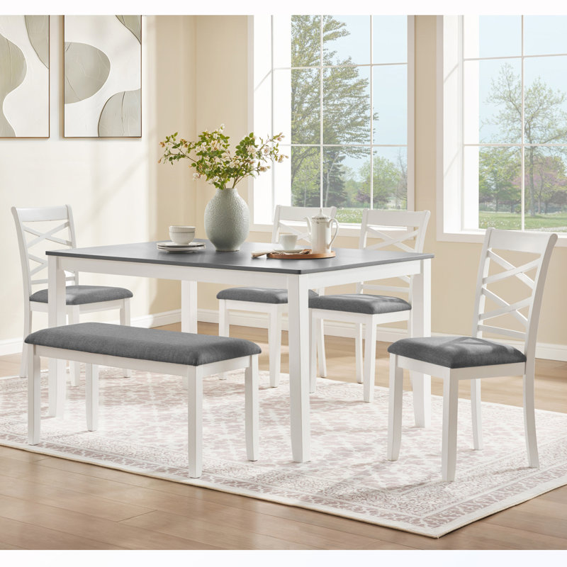 6-Piece Dining Table Set with Bench