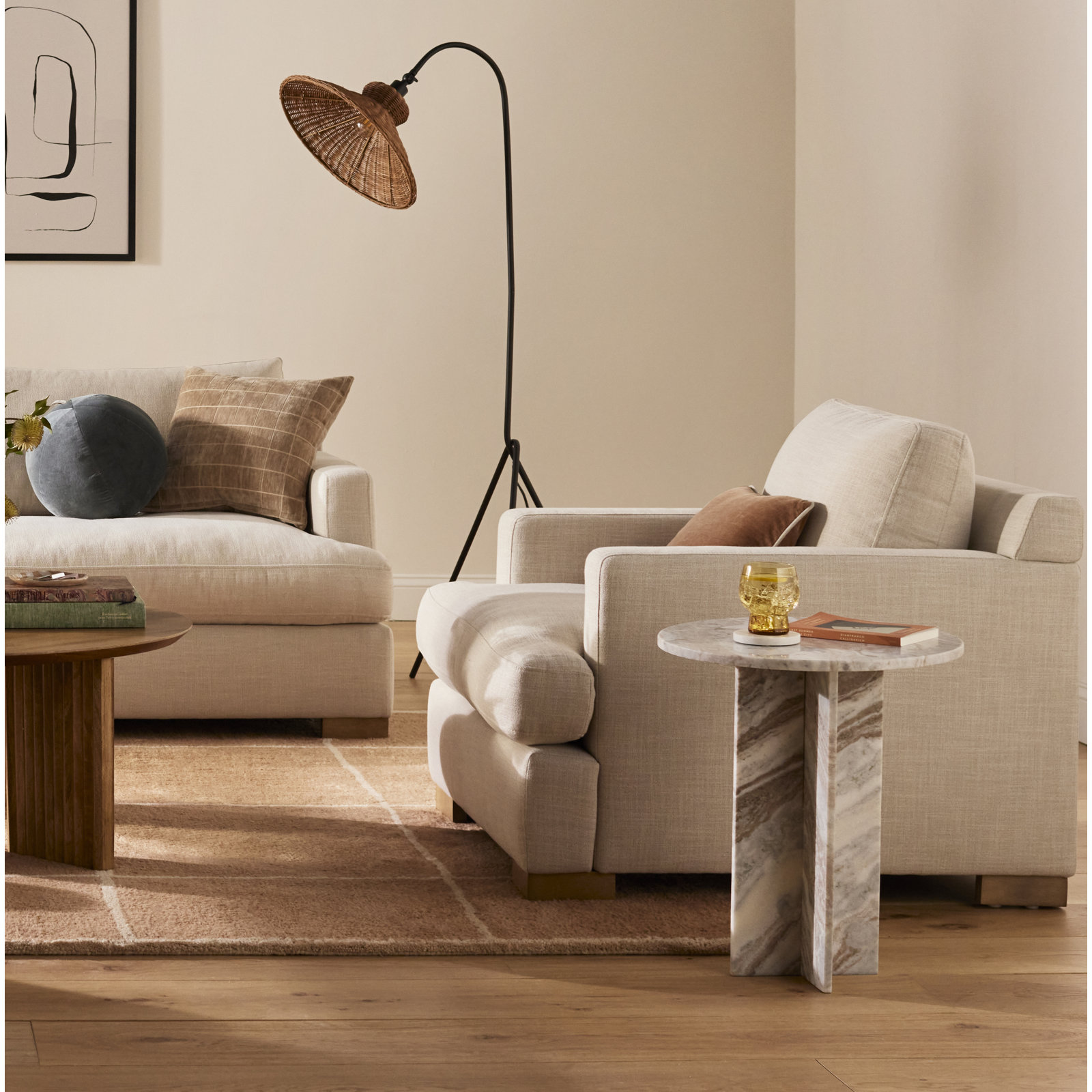 Byers Upholstered Armchair, Effie Linen Performance Linen