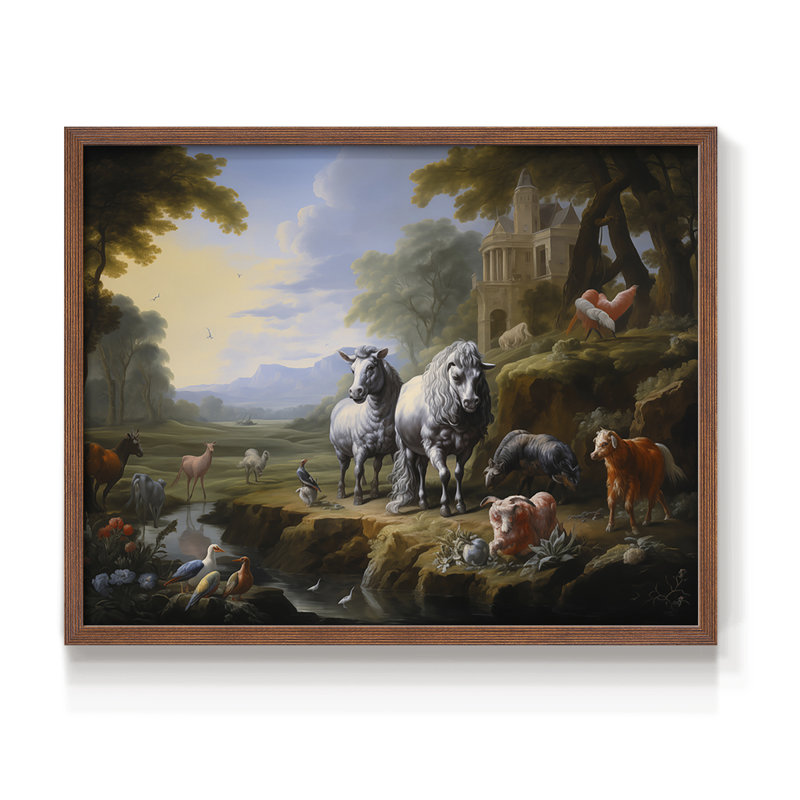 Faune, série XXV, reproduction encadrée, H 11 po x l 14 po, Noyer