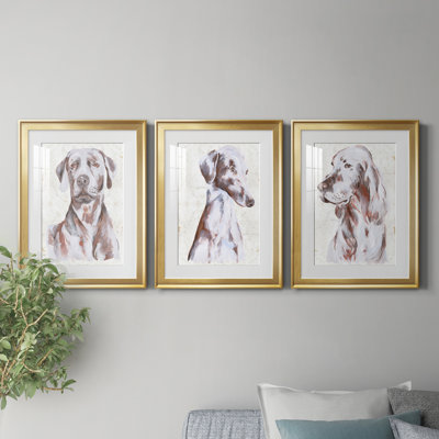 " Sitting Dog I " 3 - Pieces Painting Print