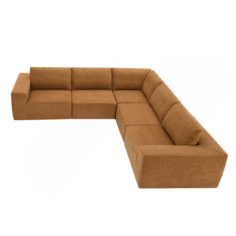 Versatile Modular Sofa Set For Home, No Assembly, Comfortable And Stylish, Brown Fabric