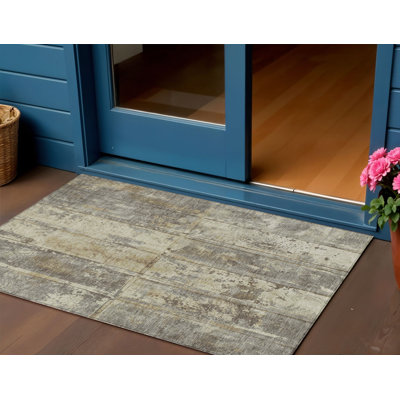Tapis extérieur lavable abstrait kaki 3 pi x 5 pi