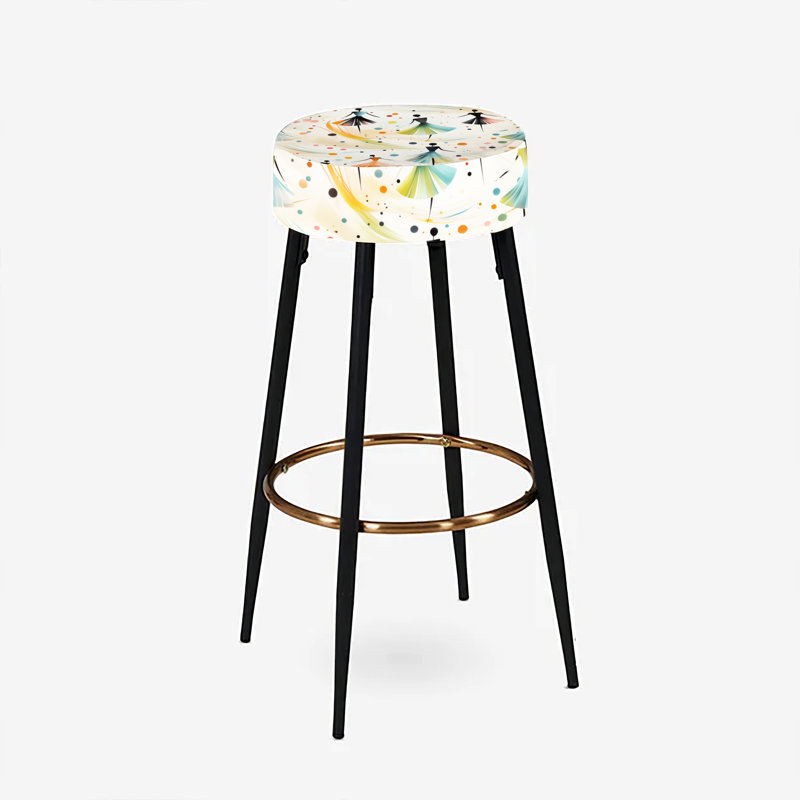 Ensemble de 2 tabourets de bar abstraits beige et vert