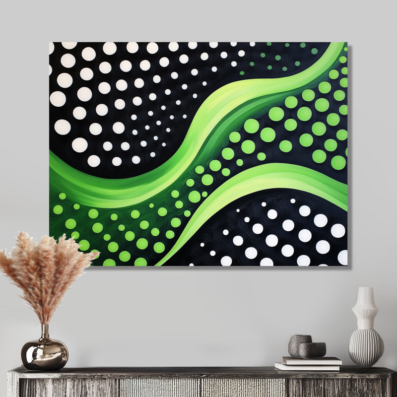 Minimaliste, jeu optique vert et noir I - art minimaliste, impression sur métal moderne, H 24 po x l 32 po