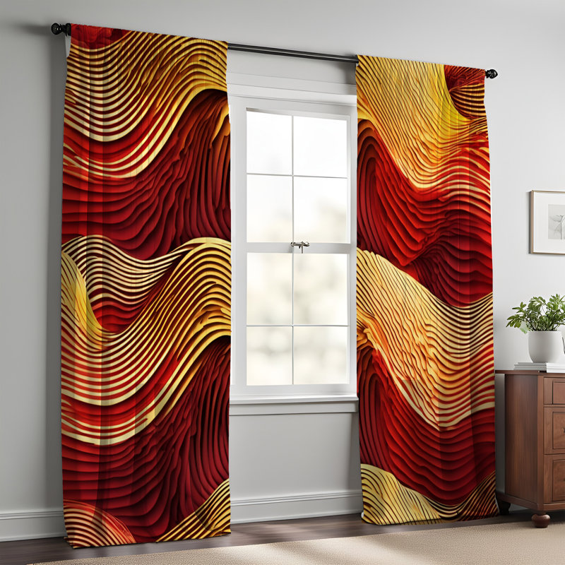 Paire de rideaux semi-transparents en polyester Saleta, L 40 po x L 52 po