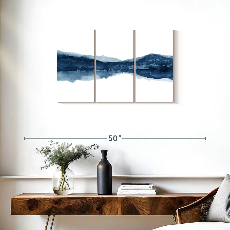 Aquarelle Avery, paysage bleu marine III, H 20 po x l 33 po