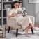 73cm Wide Tufted Polyester Armchair with Solid Wood Legs