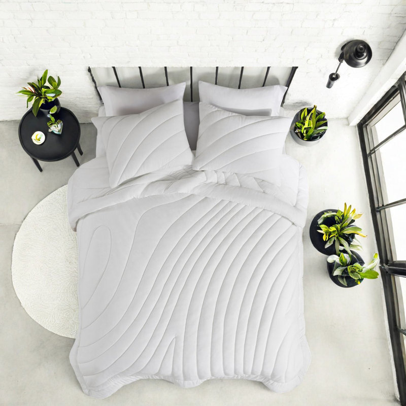 Ensembles de literie blanc moderne et confortable, édredon en jersey de polyester avec rembourrage hypoallergénique