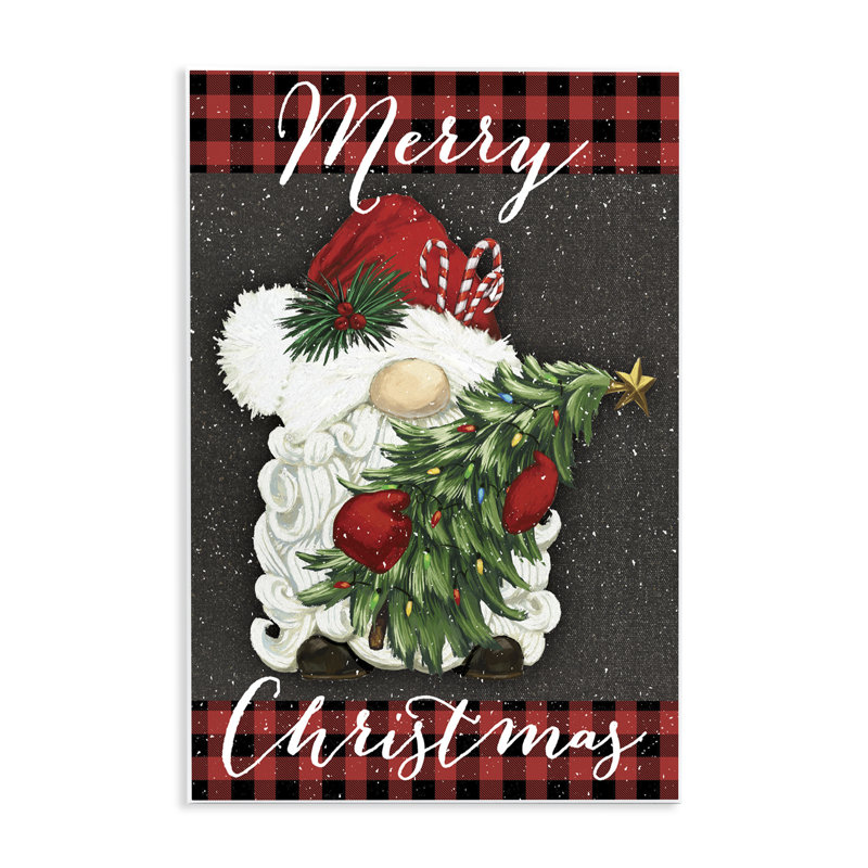 Merry Christmas Gnome & Plaid Wall Plaque, design by Dogwood Portfolio, 15" H x 10" W