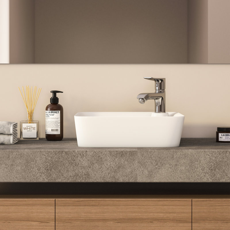 Lavabo de salle de bain vasque carré en céramique blanche avec trop-plein