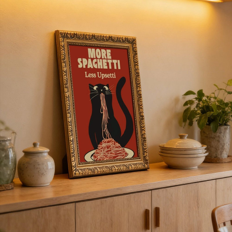 Cadre noir rétro pour chat SpaghettiOrnate, L 24 po x l 36 po