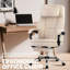 Chaise de bureau moderne en velours beige, avec soutien lombaire et coussins réglables supplémentaires, assise