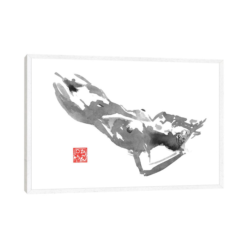 In The Bed by Péchane - Print on Canvas, 66.04 cm H x 45.72 cm W, White Framed