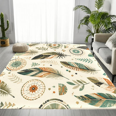 Tapis Boho Feather Mandala